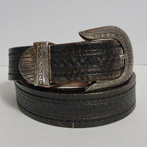 VTG Brushy Creek Mens Black Full Grain Cowhide Leather Belt 5428 Size 36 USA